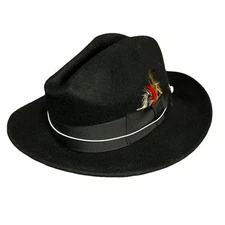Fedora Wool Hat Black Untouchable Men’s Feathers Made In USA Classic Style L