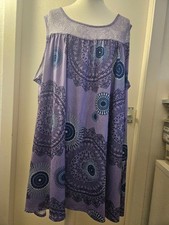 Purple Sleeveless with Lace neckline Women Ladies Dress Size 8XL