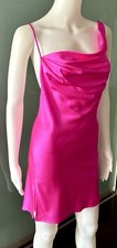 Chè by Chelsey Hot Pink Backless Satin Slip Dress L
