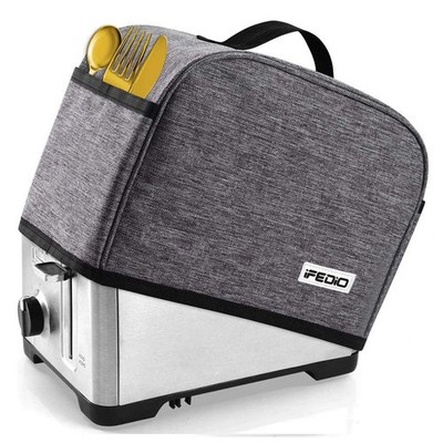 2 Slice Toaster Cover with Two Pockets for Storing knife,Grey