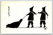 Postal de colección de Quebec MONTREAL Iglú Bar Esquimales Sello Art años 60