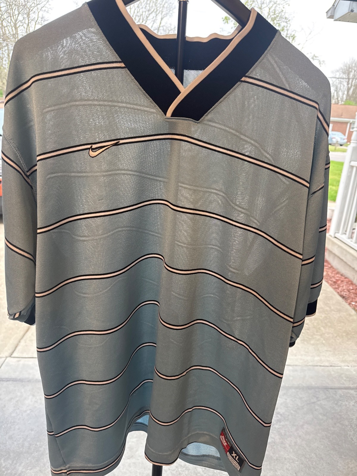 Vintage Nike 90s Navy Soccer Jersey White Tag Vintage Made In USA Size L. J57