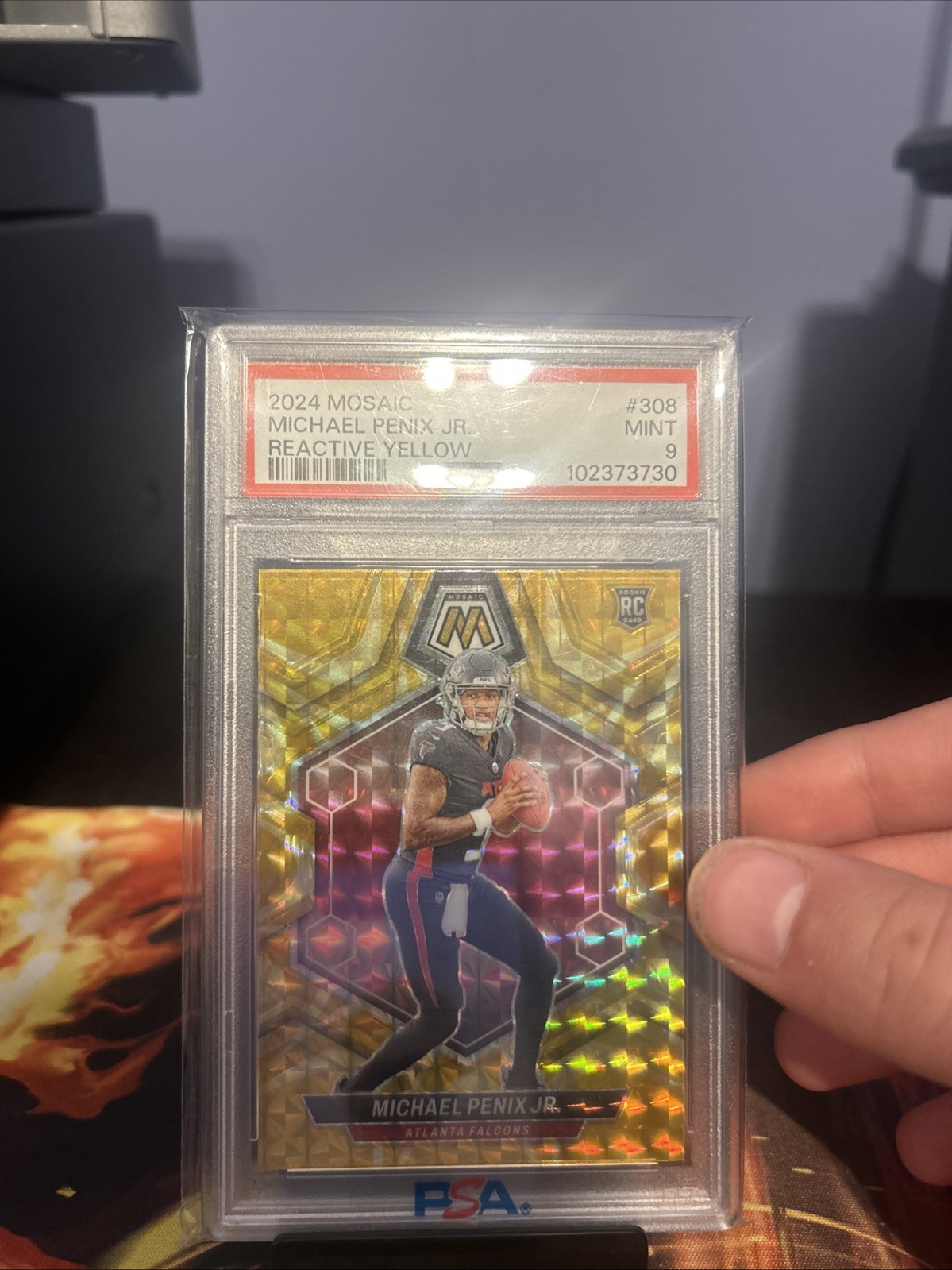 2024 Panini Mosaic Michael Penix Jr. #308 Yellow Reactive Mosaic Prizm PSA 9