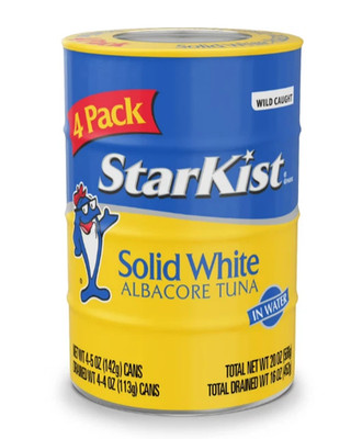Starkist Solid White Albacore Tuna In Water 25% Less Sodium, 5 oz, 4 Cans