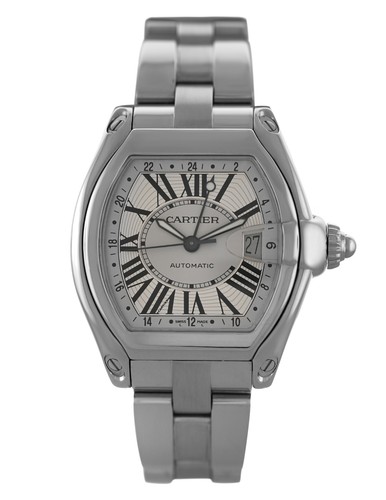Cartier Roadster GMT XL 2722 W62032X6 Date Silver Dial Steel 4...