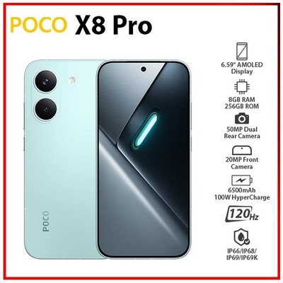Xiaomi POCO X8 Pro 5G 8GB+256GB GREEN Dual SIM Unlocked Android Mobile Phone
