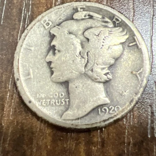 1920-D MERCURY SILVER DIME Very Good Details Actual Coin Great Coin Own