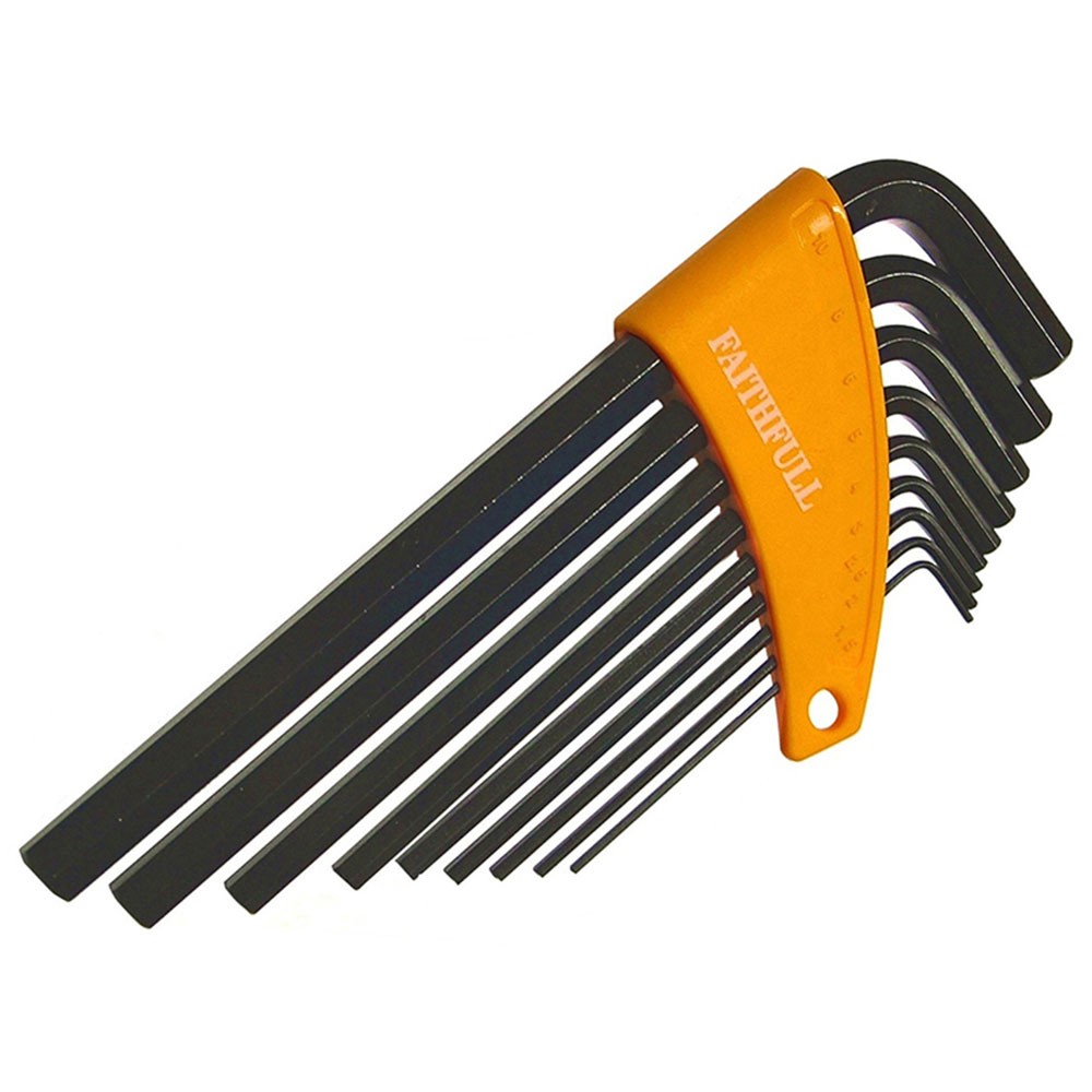 Faithfull Hexagon Key Long Arm Set of 9 Metric (1.5-10mm)
