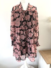 BNWOT Ted Baker Sandror Black Pink Floral Short Summer Dress Loose Size 2 10 12