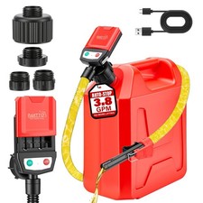 Fuel Transfer Pump with Auto-Stop, 3.8 GPM  30s Alert Beep, 51'' Hose, Batttery