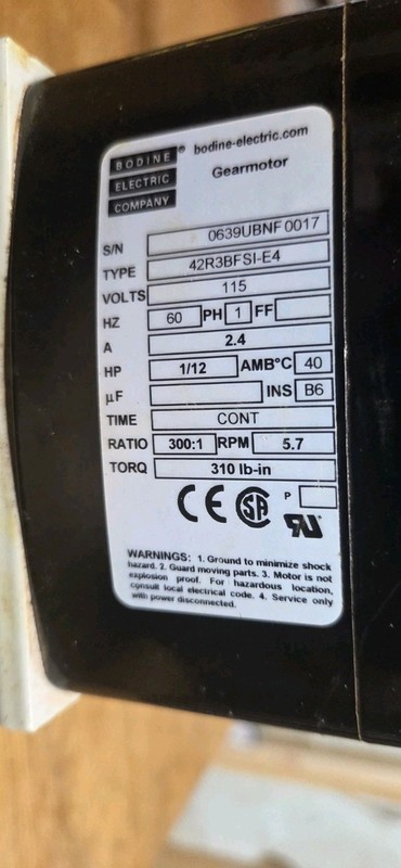 Bodine 42R3BFSI-E4 115V, 300:1, 1/12HP GEARMOTOR