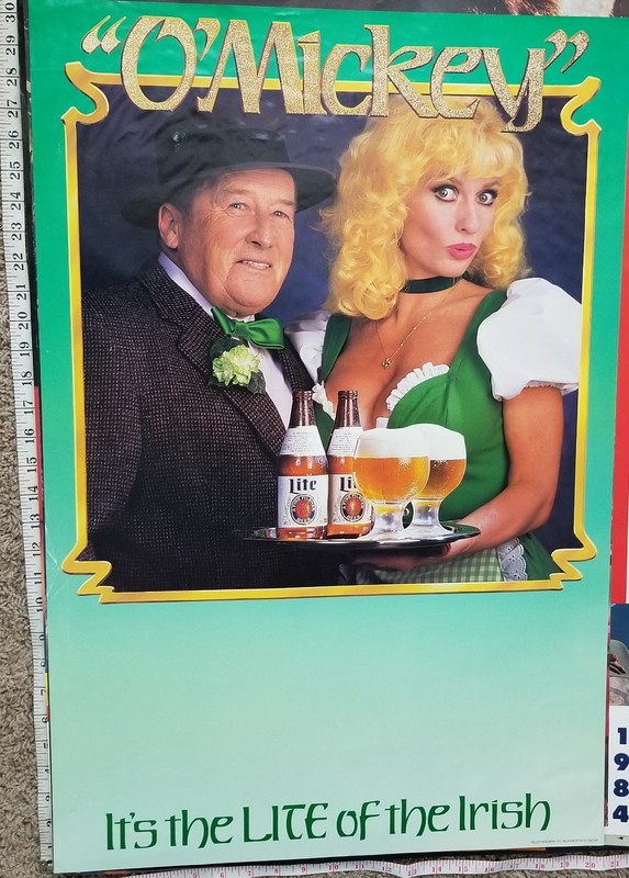 O'MICKEY PROMO POSTER beer its the the lite of the irish VINTAGE circa 1980s