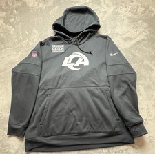 Nike Men's Los Angeles Rams NFL On Field Crucial Catch Hoodie Pullover Black 2XL