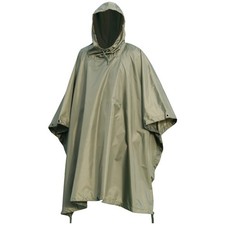 US Army Style Waterproof Ripstop Hooded Poncho Camping Festival Basha Olive Drab