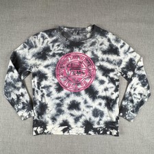 Vans Sweatshirt Womens Medium Black Tie-Dye Off The Wall Logo Fleece Pullover