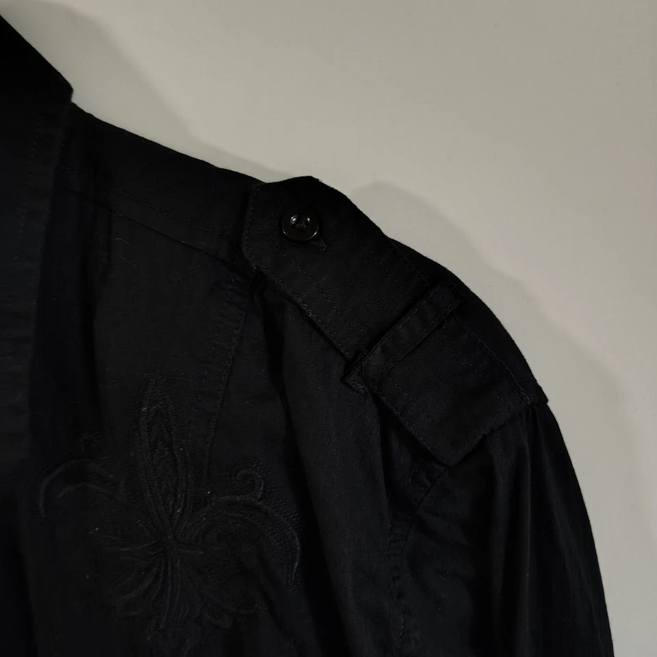 Camisa estilo occidental bordada Eighty Eight platino para hombre 2XL negra Y2K Foto 3 de 4