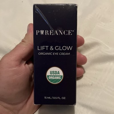 PUREANCE Lift & Glow Certified Organic Anti-Aging Eye Cream - .5 Fluid Ounce NIB