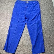 Vintage Simply Silk Pants Women Large Boho Blue Elastic Waist Casual Comfort