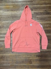 Carhartt Hoodie Womens XL Peach White Relaxed Fit Long Sleeve Print STAINS