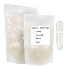 Size 00 Empty Capsules 1000 Count Gelatin Separated Clear for DIY Filling