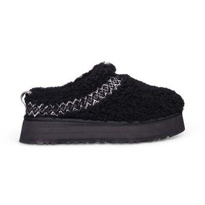 UGG TAZZ UGG BRAID BLACK SHEEPSKIN PLATFORM WOMEN'S SLIPPERS SIZE US 7/UK  NEW