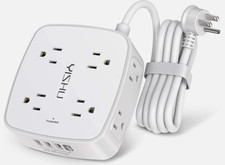 6 Ft Surge Protector Power Strip 8 Widely Outlets w/4 USB Ports 3 Side OutletA13