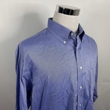 Jos A Bank 17.5 33 Traditional Fit Knit Oxford Dress Shirt Blue Cotton Blend