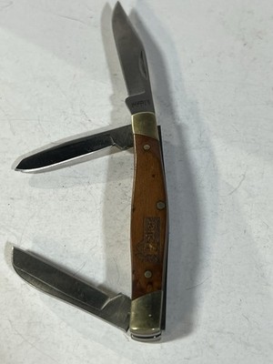 Hammerite Sharp 3 Blade Folding Pocket Knife Wood Handle 420 Stainless Steel