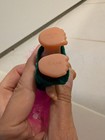 Vintage DAM Troll 1980s 1990s Small Pink Hair In Green Felt Tunic Amber Eyes — photo 4