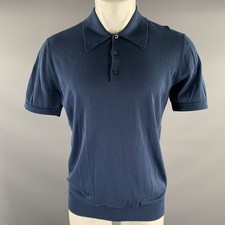 PRADA Size M Navy Rib Knit Polo