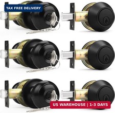 Entry Door Knobs Lock Set and Single Cylinder Deadbolt Combination Set, Entry Do