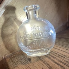 Vintage Glass Holy Water Bottle PERFECT CONDITION -no cap. Cross on Back.