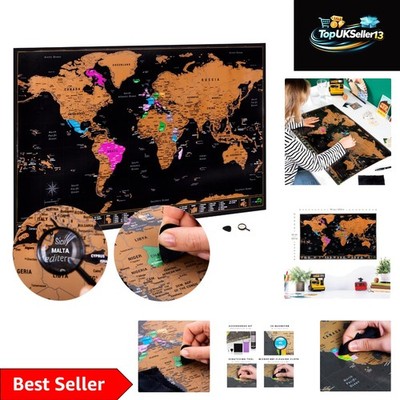Luxury Scratch Off World Map 28x17  with Accessories - Gift Tube Included