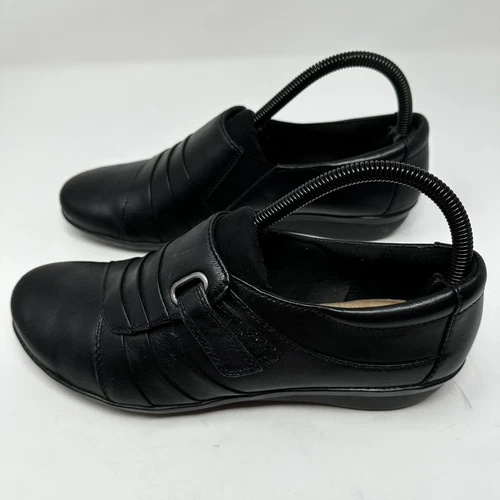 Clarks Scarpe Mocassino Donna 8 M Pelle Nero Morbido Cuscino Abbigliamento Ufficio Lavoro