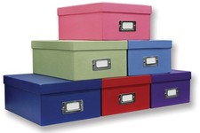 Pioneer Photo Storage Box-4.5"X8"X11.5" Assorted Solid Colors - 2 Pack
