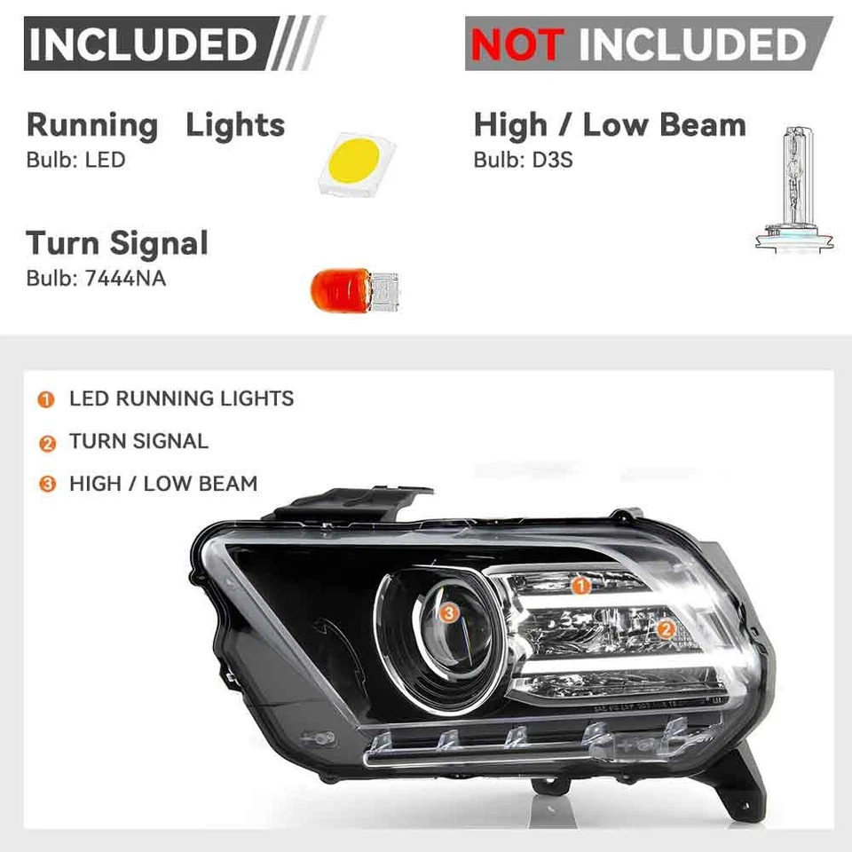 Faro HID/Xenón Para Ford Mustang 2013 2014 Proyector Lado Izquierdo del Conductor Foto 4 de 4