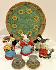 Vintage 1996 Young's Miniature "Standing Cows/Sunflowers" Tea Set Hand Painted70
