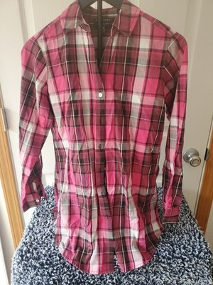 Foxcroft 100% Cotton Long Sleeve Button Down Womens Pink Black White Size S