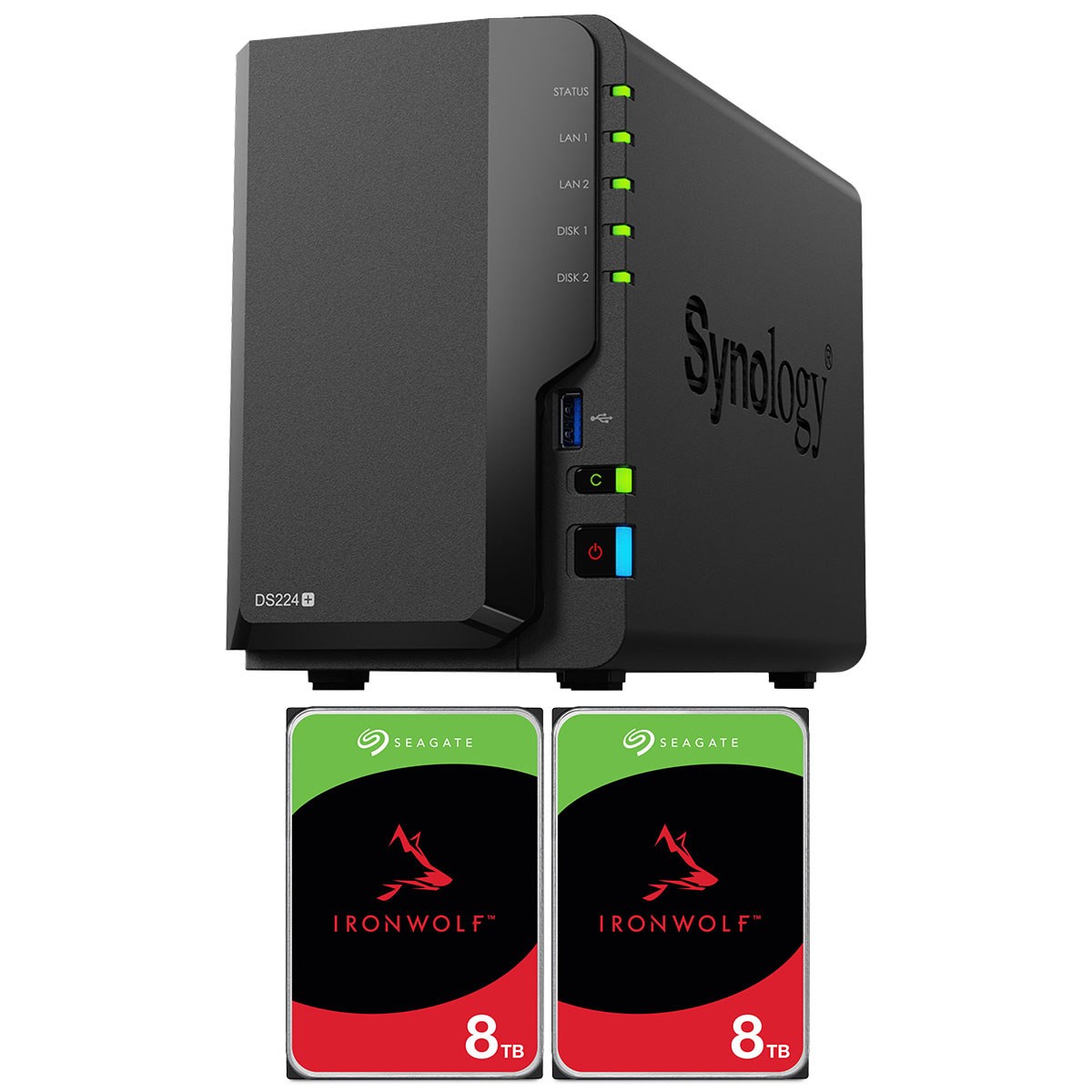 外付けハードディスク・ドライブ Synology DiskStation DS224+ Synology DiskStation DS224+ 2-Bay NAS Enclosure w/2x 8TB