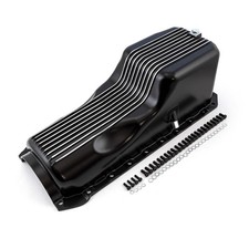 Chevy Bbc 454 2pc Early Gen 4 1965 - 1990 Black Finned Aluminum Oil Pan Chevy Bbc 454 2pc Early Gen 4 1965 - 1990 Black Finned Aluminum Oil Pan