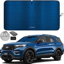 1-Piece Windshield Sun Shade - Foldable MEDIUM  61 x 32 inches Metallic Blue