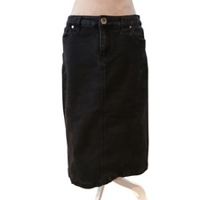 Christopher Banks Petite Black Denim Midi Pencil Skirt Size 10P Stretch Wash