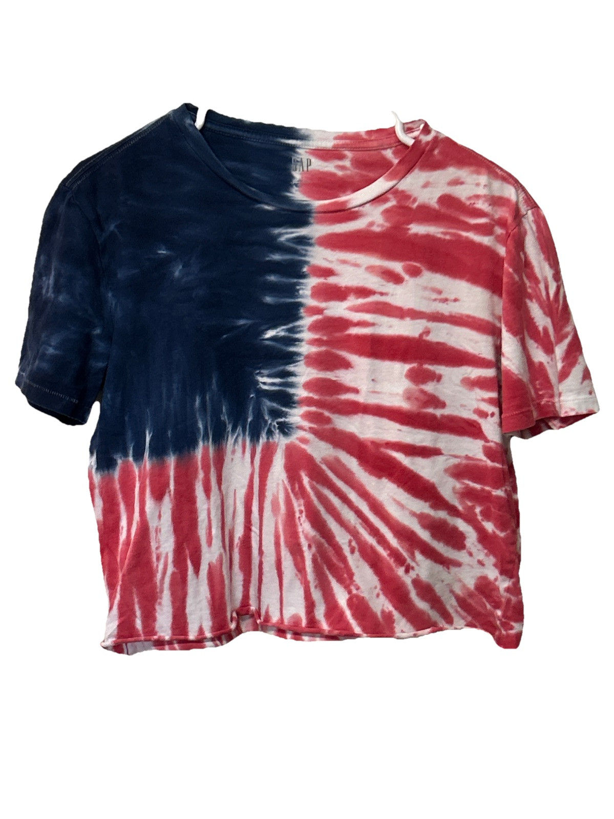 Gap American Flag Tie Dye T Shirt Cropped  Small Patriotic Grunge Beach 4th July