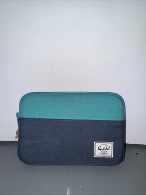 Herschel Navy And Turquoise Padded Zipper Pouch, Tablet Bag