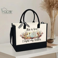 Christian Tote Bag, This Is How I Fight My Battles Tote Bag, Religious Tote Bag,
