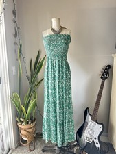 Zesica  Women’s Strapless Green Floral Maxi Dress Size Small