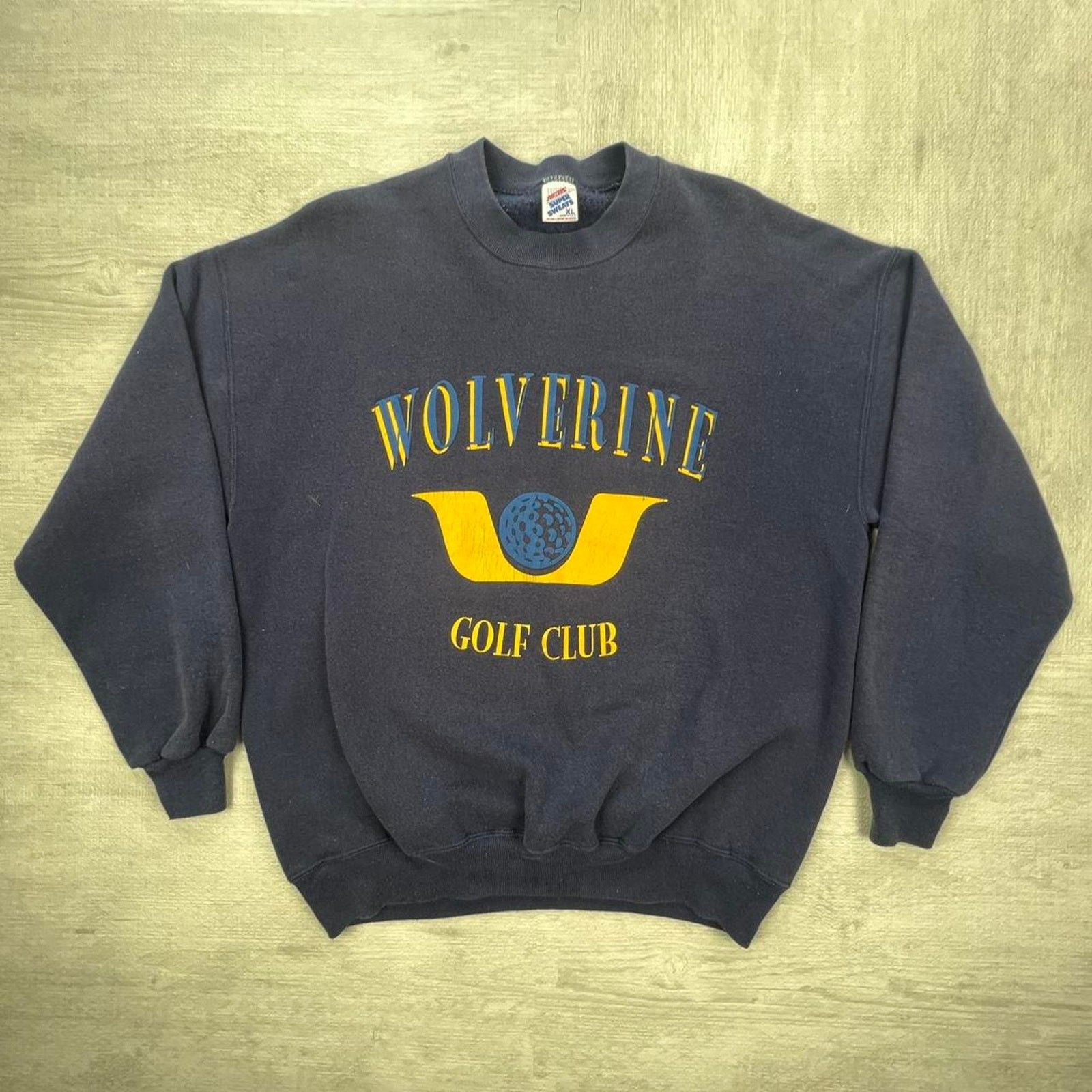 Vintage 80s Michigan Wolverines Golf Sweatshirt Size:XL Blue Yellow NCAA College