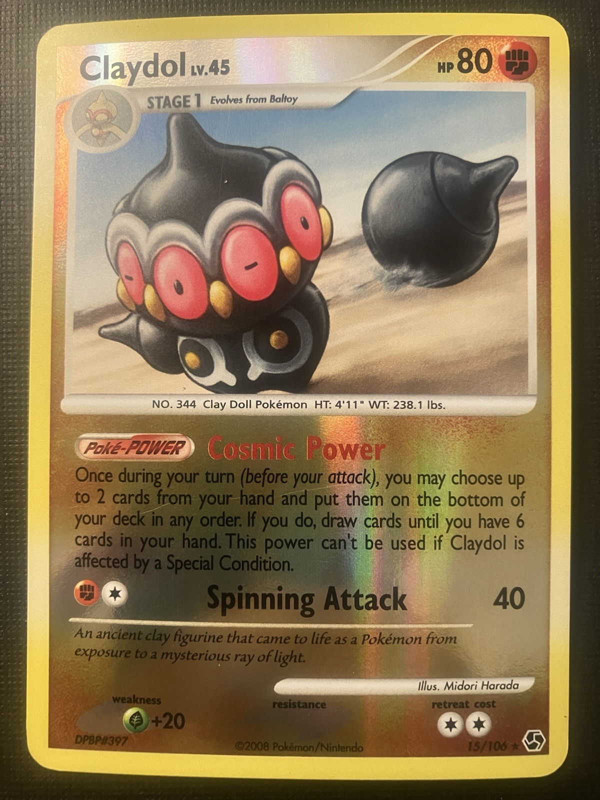 Claydol 15/106 Pokemon Diamond & Pearl  Great Encounters 2008 Reverse Holo NM