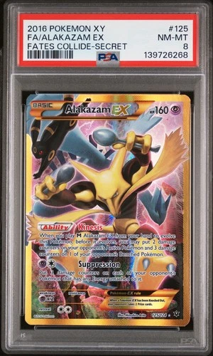 PSA 8 ALAKAZAM EX 125/124 SECRET FATES COLLIDE POKEMON