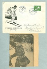 Svezia. Copertina 1954. Cachet. Sport. Coppa di sci Svezia "Lycksele". Indirizzo: Bromma